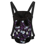 White And Purple Tulip Pattern Print Pet Carrier Backpack