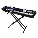 White And Purple Tulip Pattern Print Piano Keyboard Cover