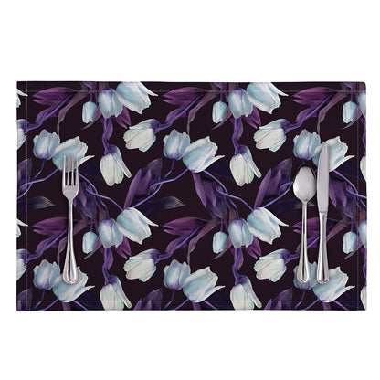 White And Purple Tulip Pattern Print Placemat