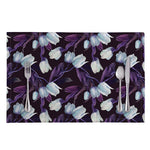 White And Purple Tulip Pattern Print Placemat