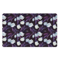 White And Purple Tulip Pattern Print Polyester Doormat
