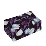 White And Purple Tulip Pattern Print Rectangle Tissue Box Cover