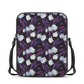 White And Purple Tulip Pattern Print Rectangular Crossbody Bag