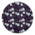 White And Purple Tulip Pattern Print Round Blanket