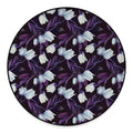 White And Purple Tulip Pattern Print Round Floor Mat