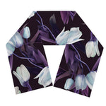 White And Purple Tulip Pattern Print Scarf