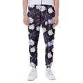 White And Purple Tulip Pattern Print Joggers