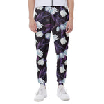 White And Purple Tulip Pattern Print Scuba Joggers