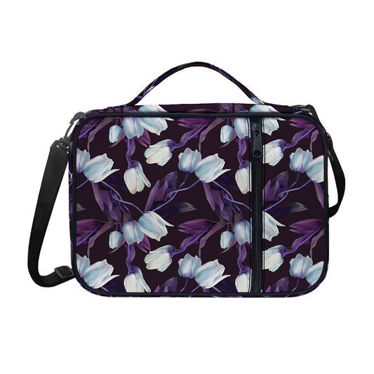 White And Purple Tulip Pattern Print Shoulder Strap Bible Bag