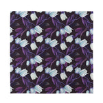White And Purple Tulip Pattern Print Silk Bandana