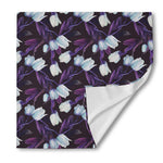 White And Purple Tulip Pattern Print Silk Bandana