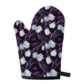 White And Purple Tulip Pattern Print Single Oven Mitt