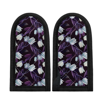 White And Purple Tulip Pattern Print Skillet Handle Cover