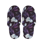 White And Purple Tulip Pattern Print Slippers