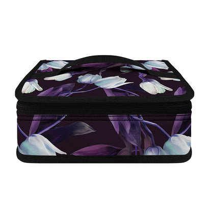 White And Purple Tulip Pattern Print Small Lunch Bag