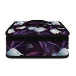 White And Purple Tulip Pattern Print Small Lunch Bag