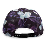 White And Purple Tulip Pattern Print Snapback Cap