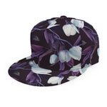 White And Purple Tulip Pattern Print Snapback Cap