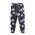 White And Purple Tulip Pattern Print Sweatpants