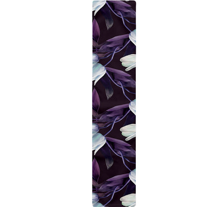 White And Purple Tulip Pattern Print Table Runner