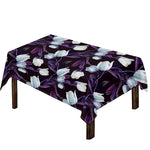 White And Purple Tulip Pattern Print Tablecloth