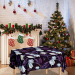 White And Purple Tulip Pattern Print Tablecloth