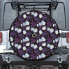 White And Purple Tulip Pattern Print Tire Cover With Camera Hole