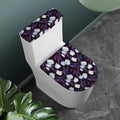 White And Purple Tulip Pattern Print Toilet Lid And Tank Cover Set