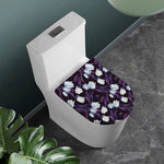 White And Purple Tulip Pattern Print Toilet Lid Cover