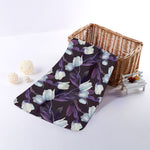 White And Purple Tulip Pattern Print Towel