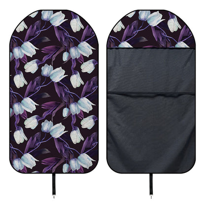 White And Purple Tulip Pattern Print Waterproof Car Seat Cover