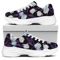 White And Purple Tulip Pattern Print White Chunky Shoes