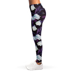 White And Purple Tulip Pattern Print Women's Leggings