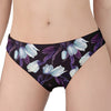 White And Purple Tulip Pattern Print Women's Panties