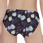 White And Purple Tulip Pattern Print Women's Panties