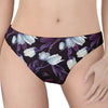 White And Purple Tulip Pattern Print Women's Thong