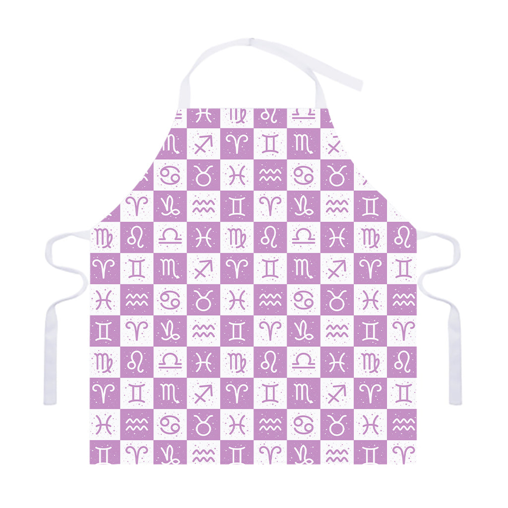 White And Purple Zodiac Signs Print Adjustable Apron