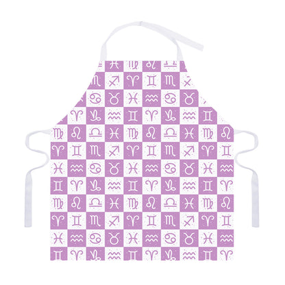 White And Purple Zodiac Signs Print Adjustable Apron