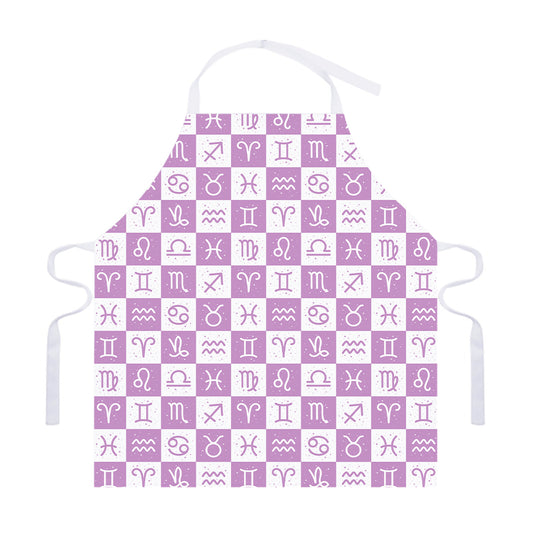 White And Purple Zodiac Signs Print Adjustable Apron
