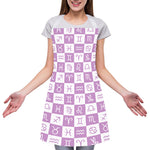 White And Purple Zodiac Signs Print Adjustable Apron
