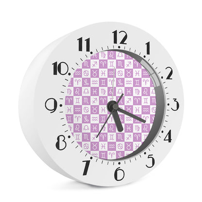 White And Purple Zodiac Signs Print Alarm Clock