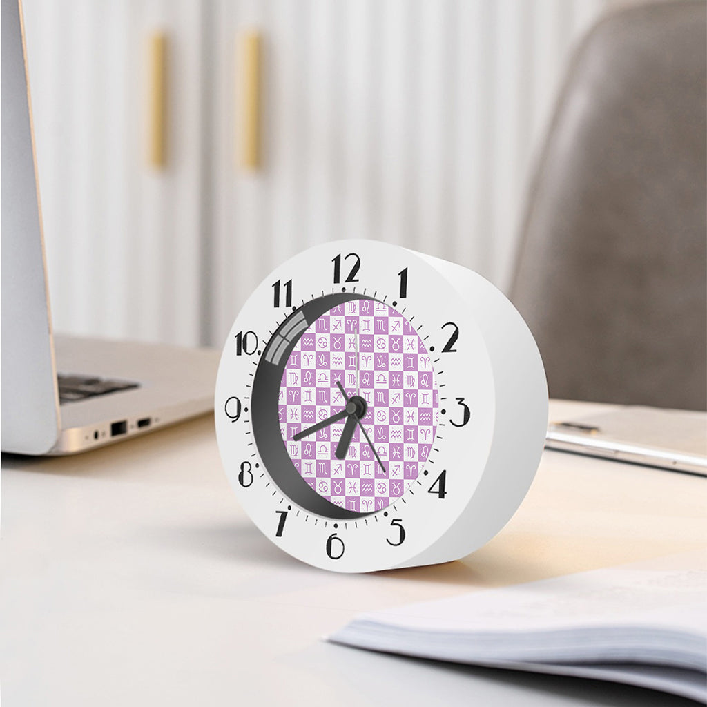 White And Purple Zodiac Signs Print Alarm Clock