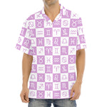 White And Purple Zodiac Signs Print Aloha Shirt