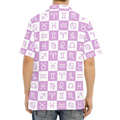 White And Purple Zodiac Signs Print Aloha Shirt