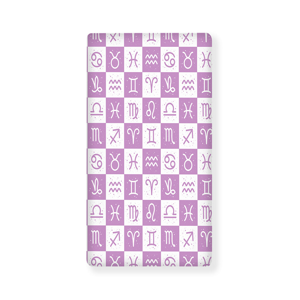 White And Purple Zodiac Signs Print Baby Crib Sheet
