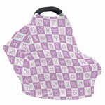 White And Purple Zodiac Signs Print Baby Seat Cover
