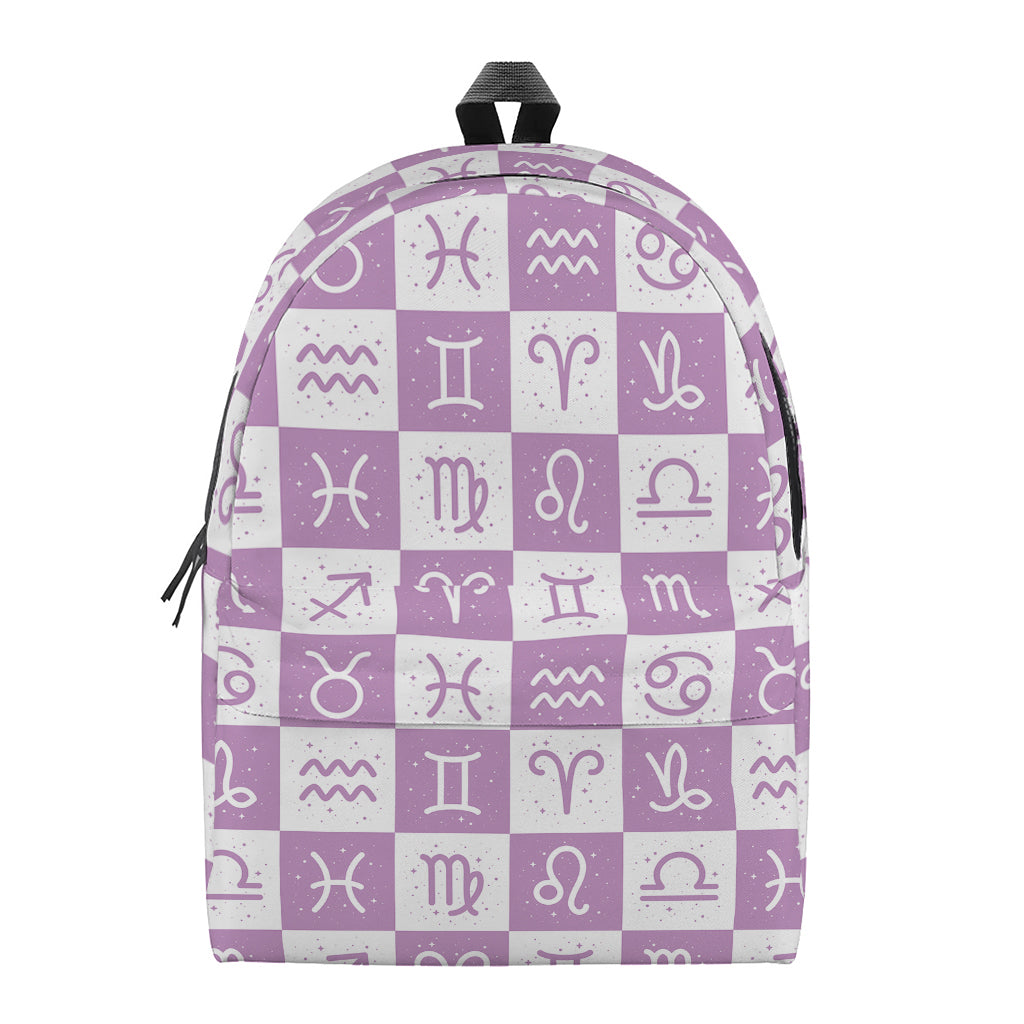 White And Purple Zodiac Signs Print Backpack