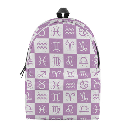 White And Purple Zodiac Signs Print Backpack