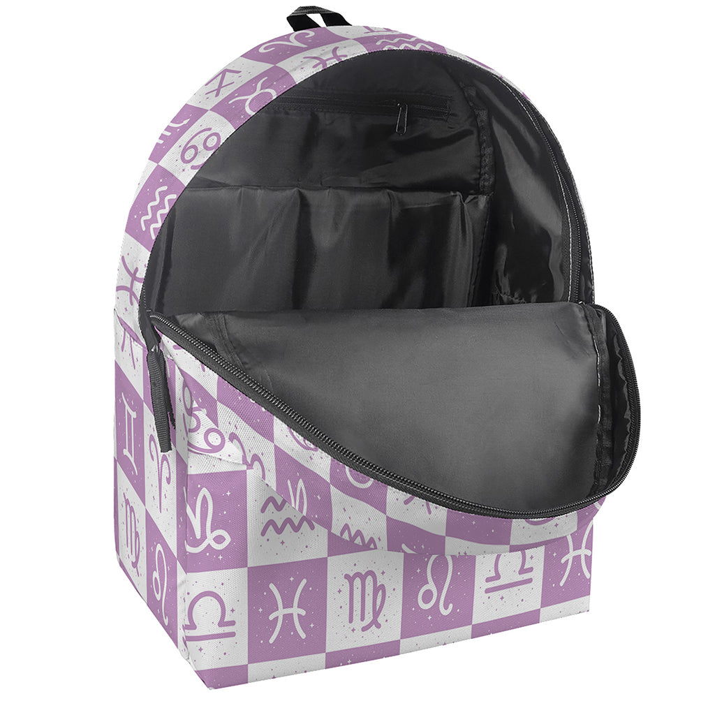 White And Purple Zodiac Signs Print Backpack