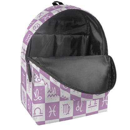 White And Purple Zodiac Signs Print Backpack